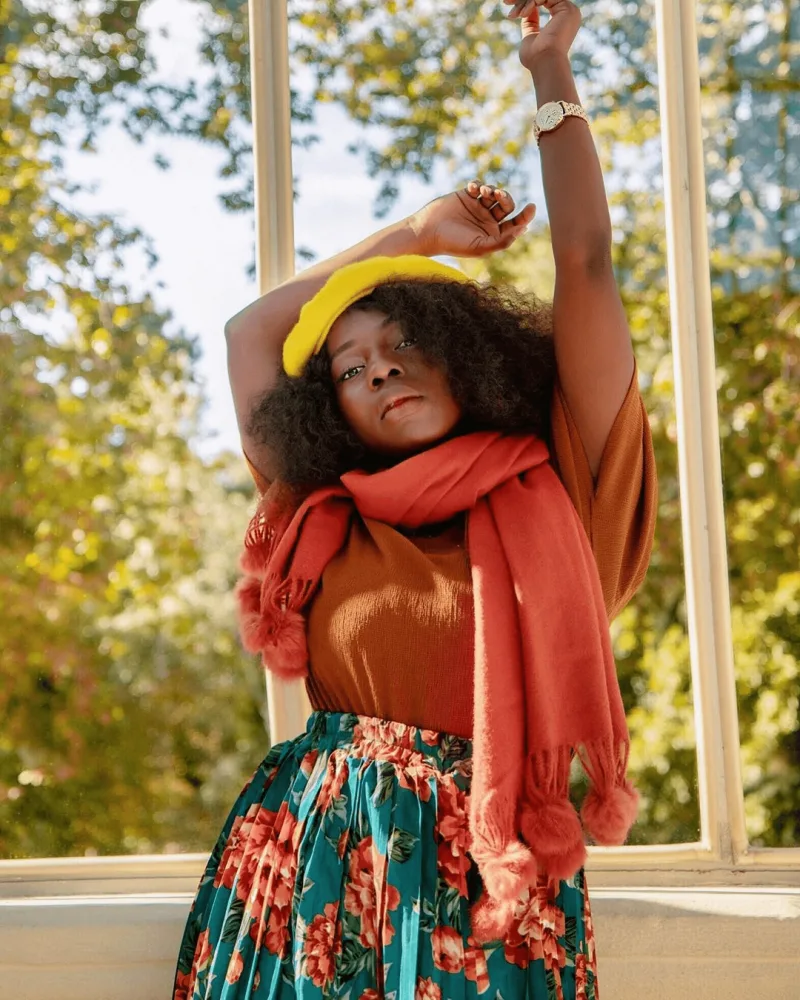 Creator Clara Ebang Tomé wearing gold Rosefield Gabby watch